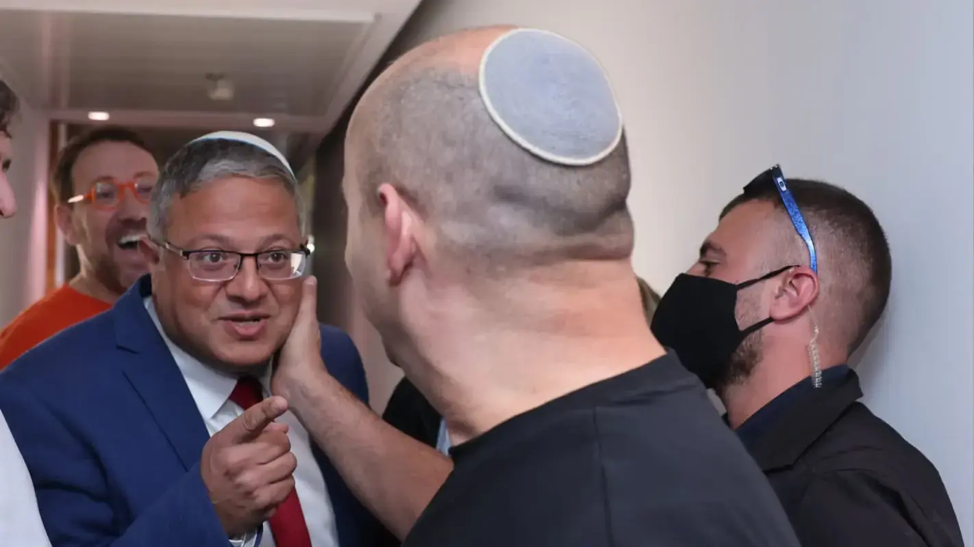 נפתלי בנט מתעמת עם איתמר בן גביר מחוץ לאולפן וואלה, 13 באוקטובר 2026