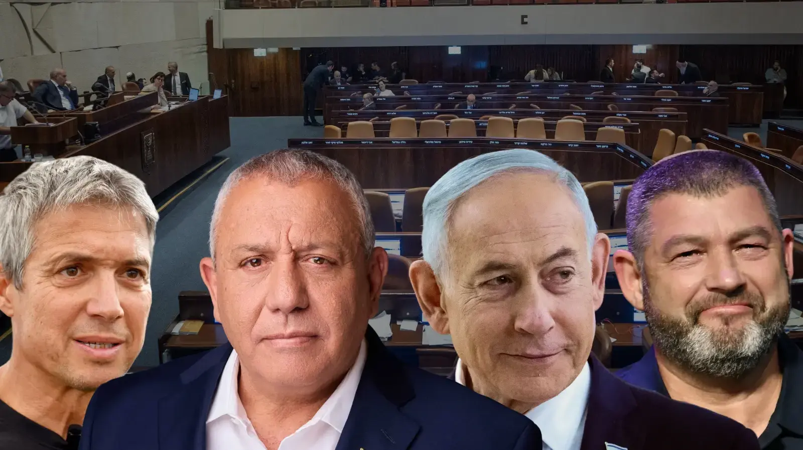 מימין לשמאל: עופר וינטר, בנימין נתניהו, גדי איזנקוט, יועז הנדל