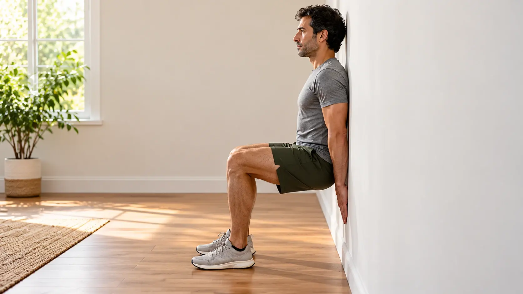 בתרגיל שנבדק, המכונה Wall Sit או Wall Squat, נשענים עם הגב על קיר ומכופפים את הברכיים, כך ששרירי הרגליים עובדים כדי להחזיק את הגוף במקום