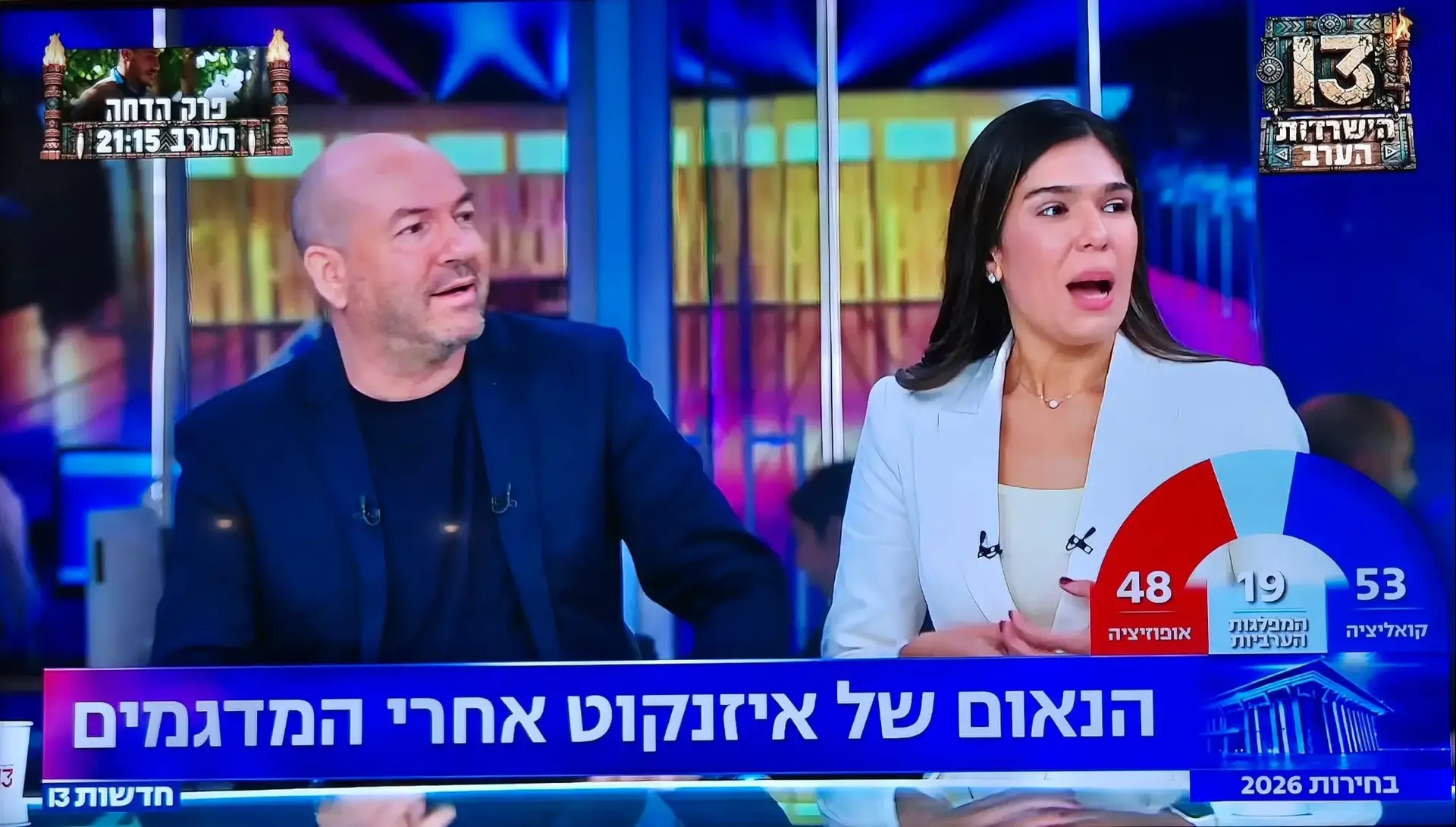 מוריה אסרף ואייל ברקוביץ' באולפן חדשות 13 מוריה אסרף ואייל ברקוביץ' באולפן חדשות 13