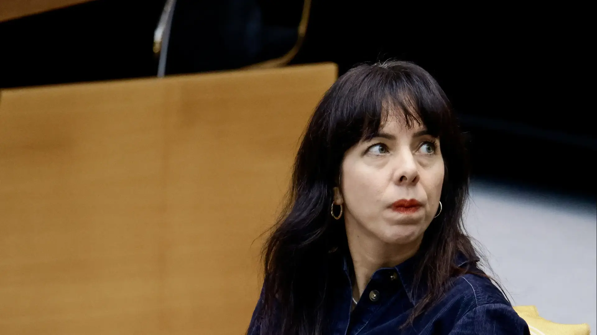 אליף ארלאפ, המועמדת המובילה של מפלגת "די לינקה" בברלין, נראית באולם המליאה של בית הנבחרים של ברלין אליף ארלאפ, המועמדת המובילה של מפלגת "די לינקה" בברלין, נראית באולם המליאה של בית הנבחרים של ברלין