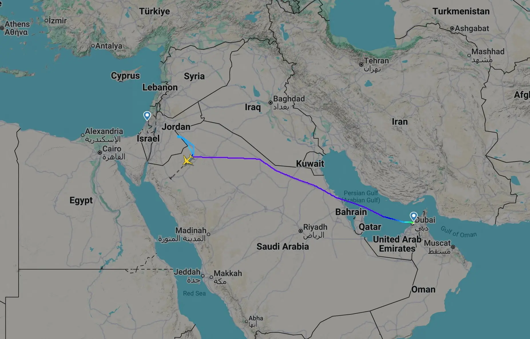טיסה של חברת "פליי-דובאי" (flydubai) לישראל, אשר הוסטה לערב-הסעודית